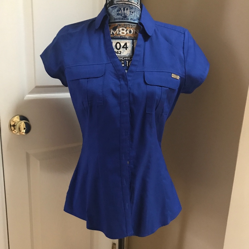 Express Essential Stretch Button Down Top - image 1